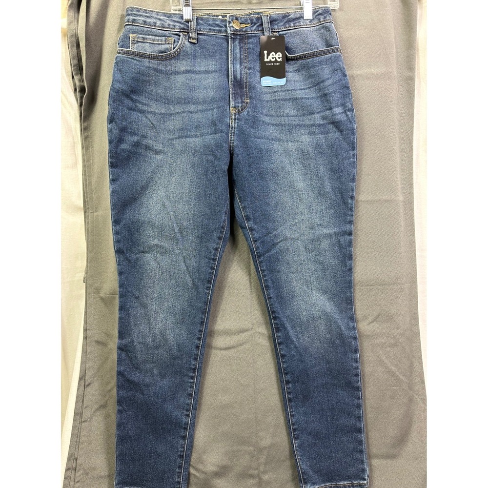 Lee Regular Fit‎ Skinny High Rise Women Jeans Blue Stretch Denim Size 16M
